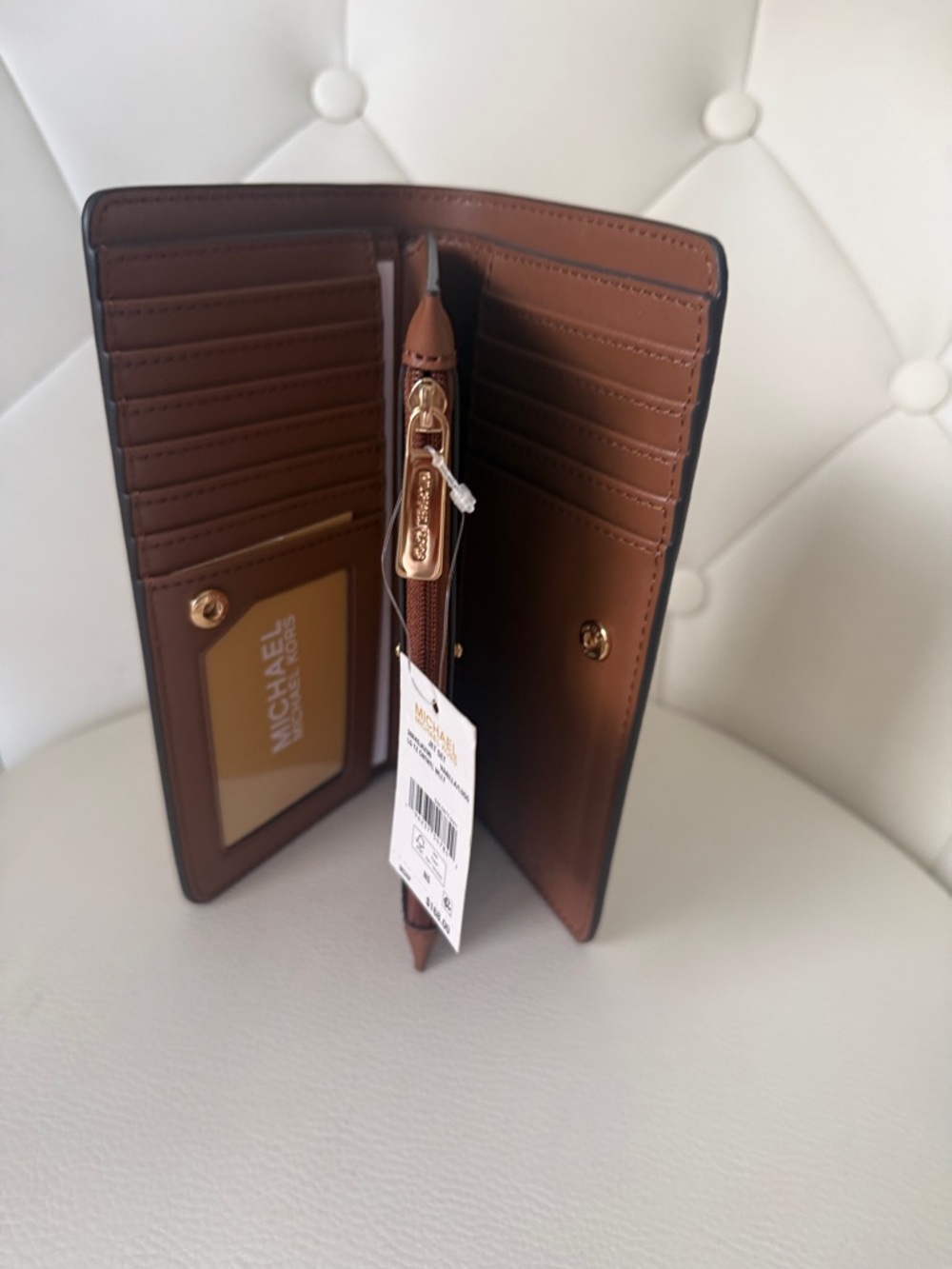 Michael Kors Jet Set Continental  Signature Vanilla Slim Wallet Snap Closure NEW - Picture 8 of 11